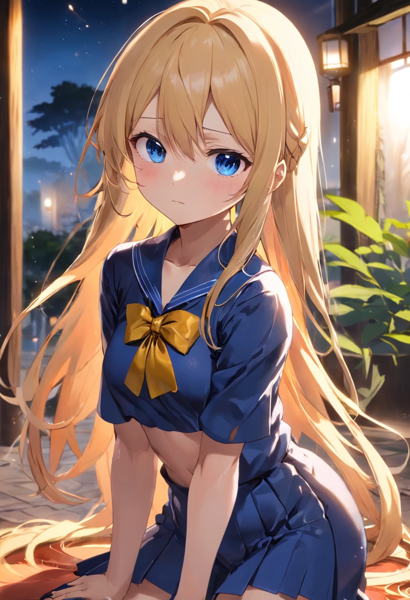 estilo anime, 4k, master part, high resolution, Absurdo, Natural volumetric lighting and better shadows, profundidade de campo, foco nítido, macio, rosto delicado e atraente, bisquedoll estilo anime, [Kitagawa Marinha | Nadia], 1girl, :d, parte superior do corpo, pulseira frisada, Beads, gravata preta, blonde hair, saia azul, corar, pulseira, hand on own hip, jewelries, cabelos longos, Olhando para o Viewer, amarrar, boca aberta, Xadrez, Saia xadrez, olhos vermelhos, Uniforme escolar, camisa, ao ar livre, saia, sorrir, soio, Standing, fundo branco, camisa branca, na sala de aula