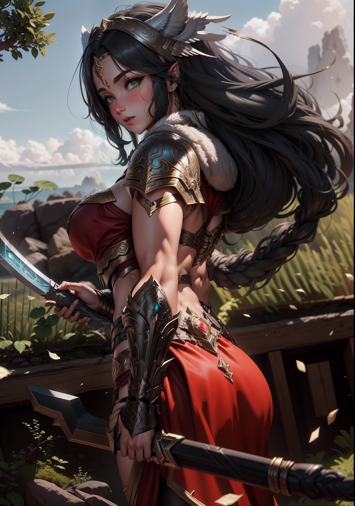 Asgard,valkyrie,Senhora Cavaleiro,Anatomia correta,epic fantasy digital art,tmasterpiece,8k,high-definition resolution,desenho detalhado,Qulidade Superior,, Epic composition,