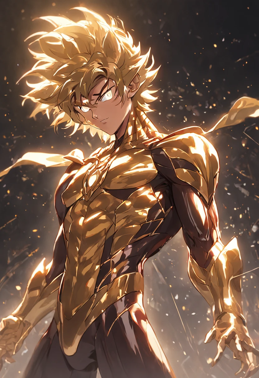 gold Saint Seiya weairing spiderman suit，Full body like，combats，Close-up，of a real，Facial features are carefully depicted，Realistic skin texture，Dark style，depth of fields，high light，Real light，Ray traching，oc rendered，Hyper-realistic，best qualtiy，8K，Works of masters，super-fine，Detailed pubic hair，Correct anatomy，sharp focus on eyes，Bokeh，Facial features are carefully depicted