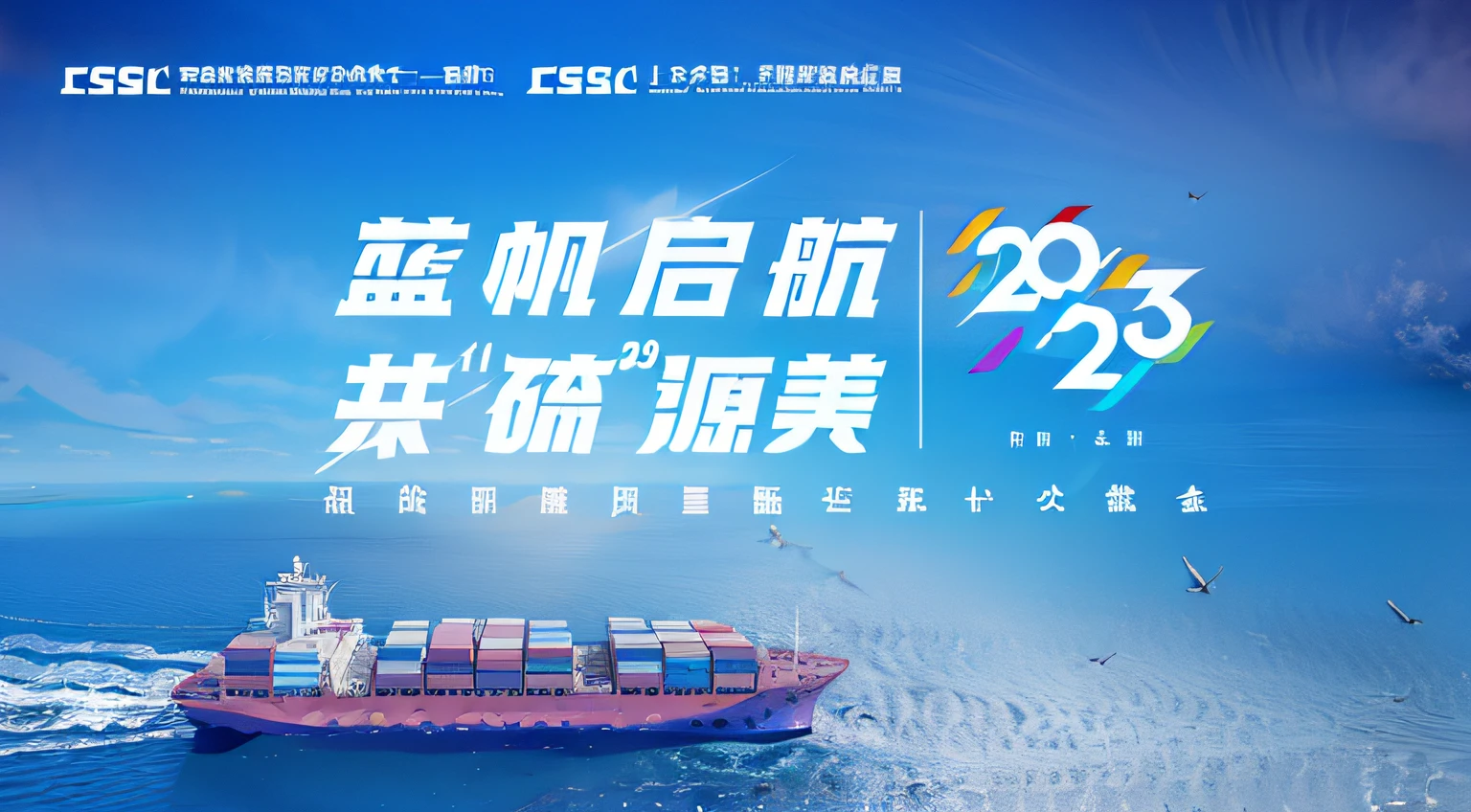 There is a large container ship sailing in the ocean against the background of the sky, In 2023, Petrels,wave,shanghai