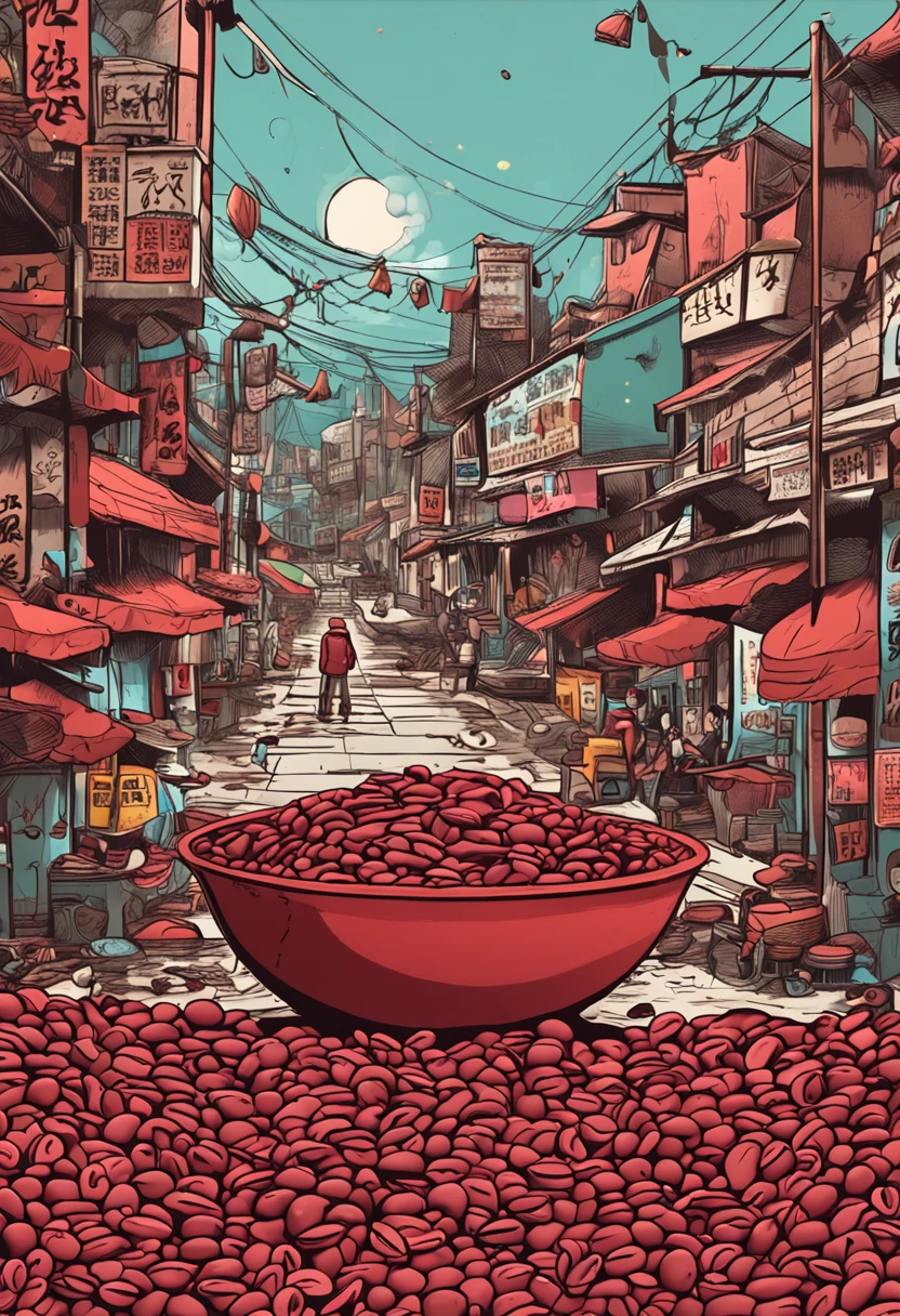 Single cartoon red bean,A good-looking red bean,Have an appetite,HD,white backgrounid,One piece