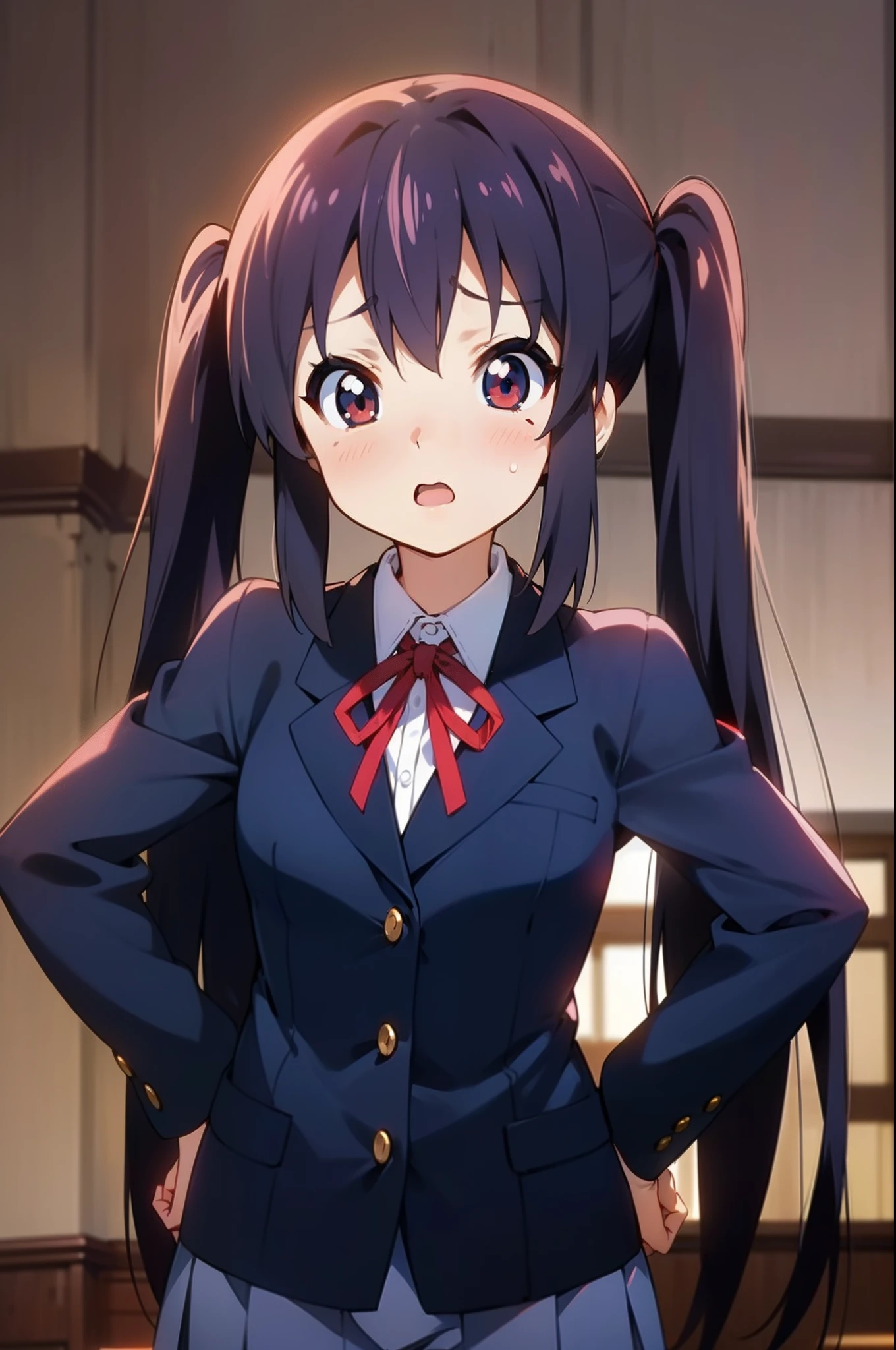 1girl, (((masterpiece))),(((half body))), wallpaper HD, top-quality, top-quality, High Details, masterpiece, best quality, ultra-detailed, illustration, 1girl, serika, school uniform, standing ,white shirt, blue necktie, black skirt, blue jacket, comic strip, soothing tones, Subdued Color, Soft cinematic light, adobe lightroom, photolab, HDR, intricately and hyper-detailed、(((depth of fieldasterpiece)))。(((top-quality))).)((ultra-detailliert)))。(((illustratio)))。(((takeout))).dynamic focus.big breasts.(((home))).(((A bedroom))).(((Face of happiness))). open smile mouth.(((up chest))).((morning glow)).((the setting sun)).