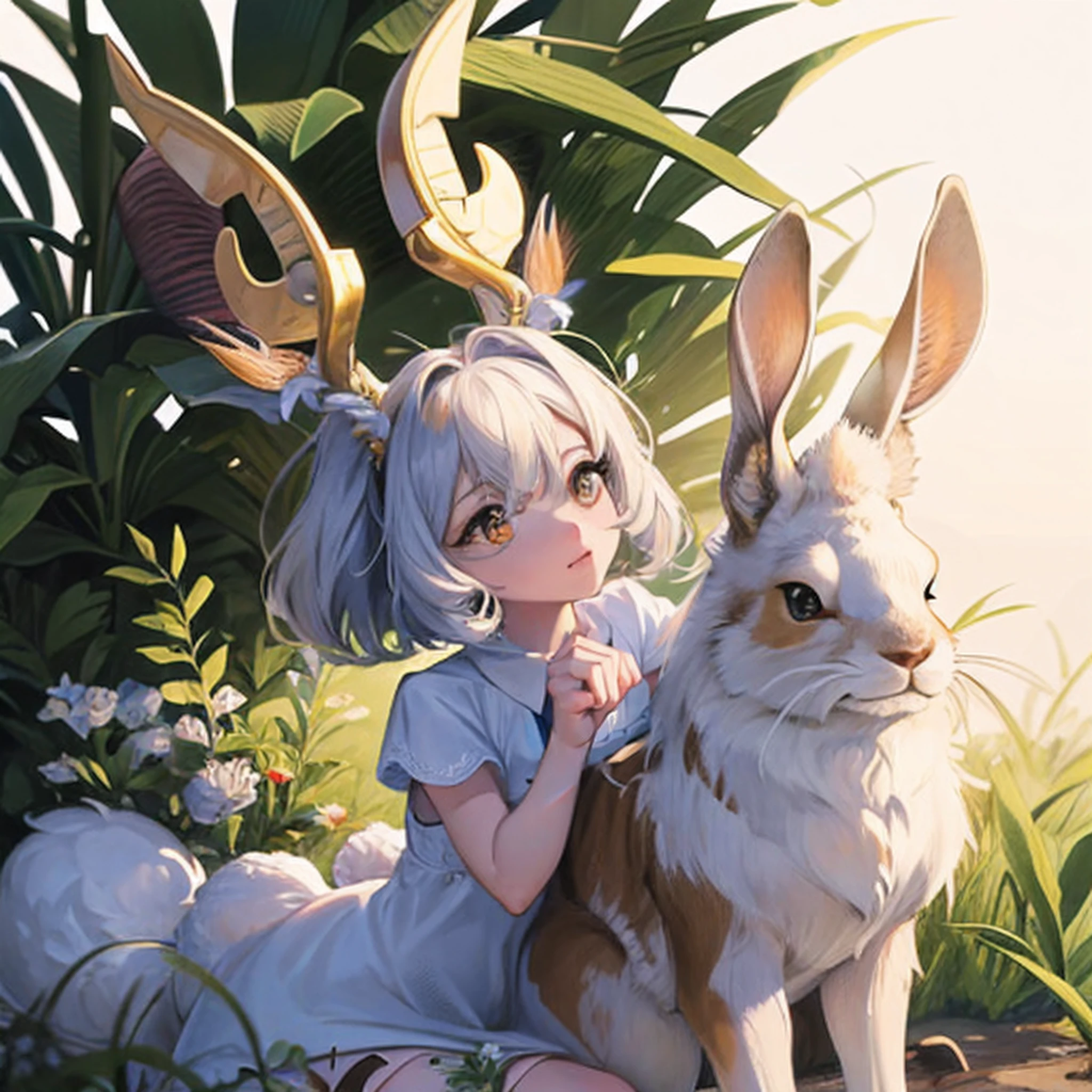 White flowers in the character's hand