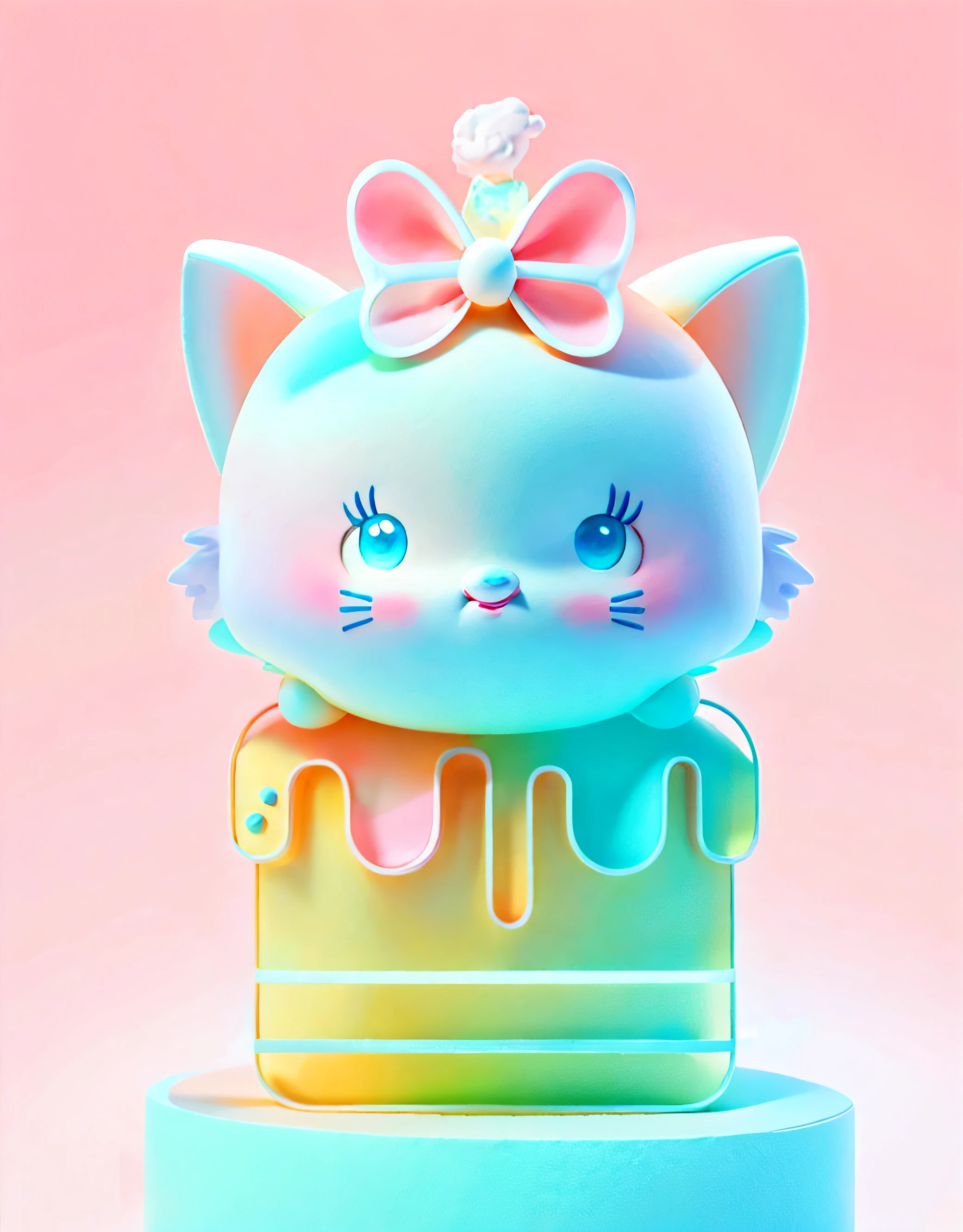 microcosm, Pink sandwich cake,Above is the cute Matsumatsu Mary cat,Isometric view of cute kawaii keyboard, (blue colors, white colors), Comfortable and soft, lighting particle, Dynamic light effects, A futuristic, incredibily detailed, Super resolution cute detailed digital art,Male explorer mini cute critters,Stylized 3D rendering,3D Rendering Character Art 8K,lovely digital painting,Anime style 3D,Super detailed rendering