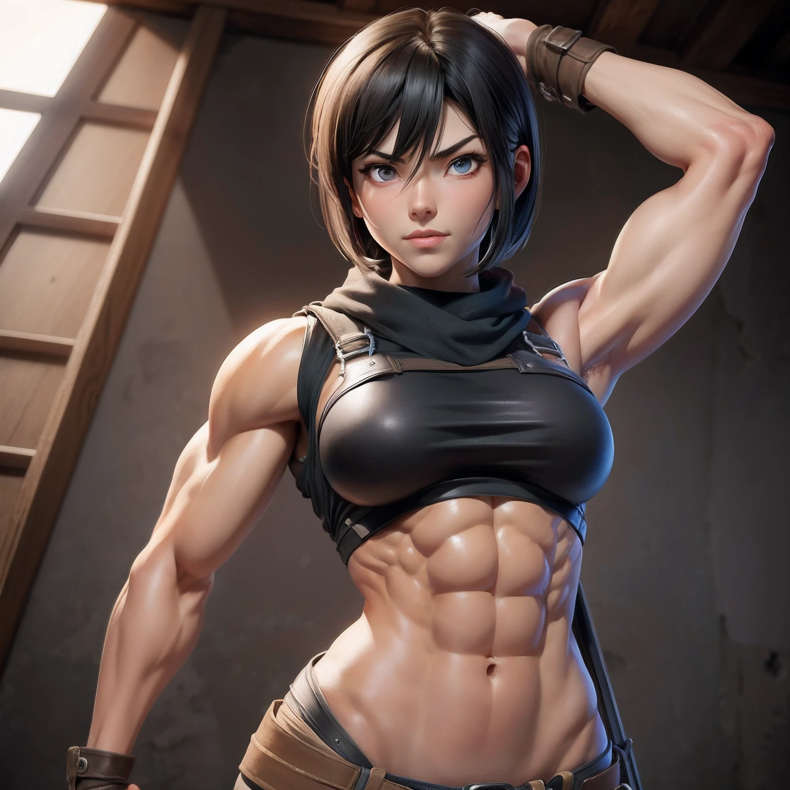 Mikasa, ABS, Sein gigantesque, muscles, Le, gros cul, pretty girl, SNK,