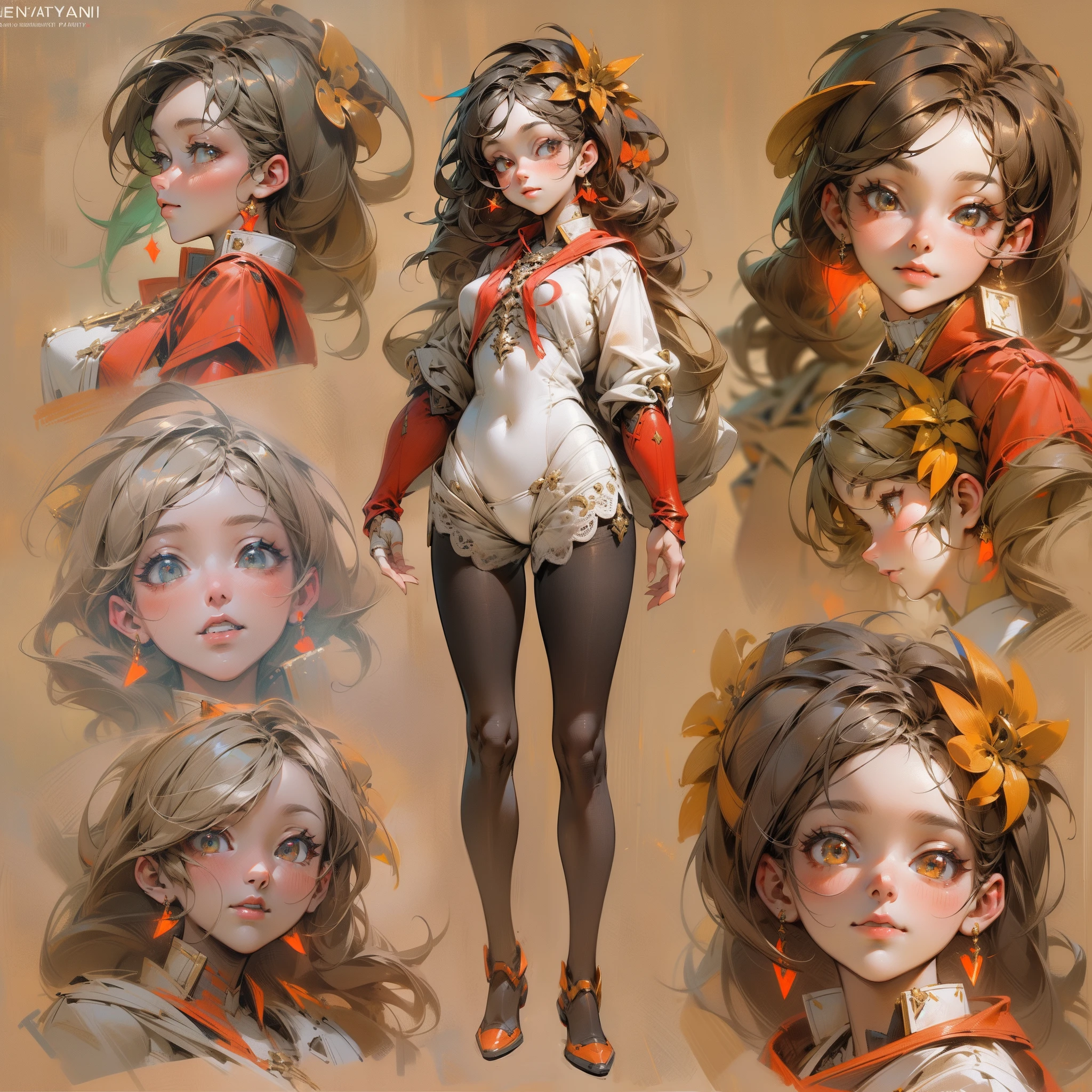 ((Masterpiece, Highest quality)), Detailed face, CharacterDesignSheet,full bodyesbian, Full of details, Multiple poses and expressions, Highly detailed, Depth, Many parts,beuaty girl,cinmatic lighting,with light glowing,Red shirt,lacepantyhose