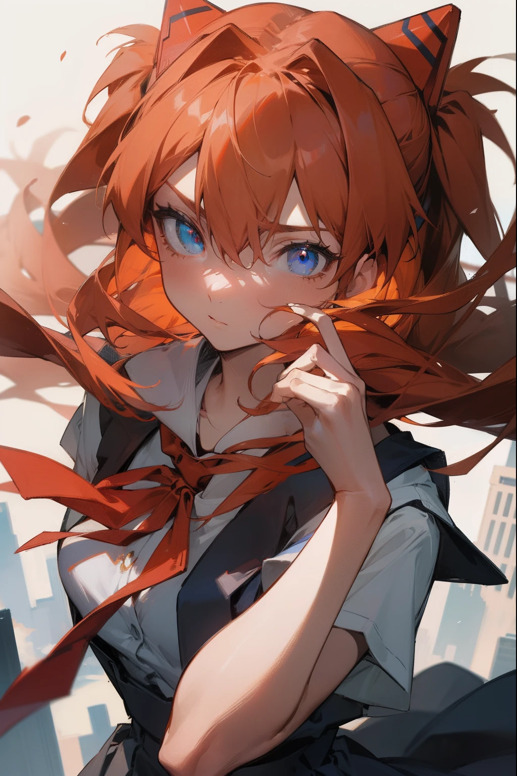 Orihime, orange hair, olhos verdes, scared expression, small irises, underwear