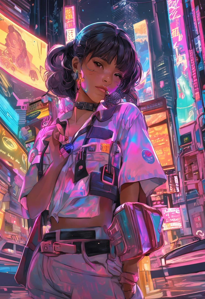 On the edge of a bustling, futuristic metropolis, where holographic billboards light up the night sky, a masterful and ultra-realistic candid portrait of a sailor girl dressed in a school uniform reminiscent of the 80s anime art style takes shape. Her unique charm is accentuated by a delicate chain around her waist, catching the vivid colors of the holographic displays. She possesses breathtakingly gorgeous tresses that cascade with a timeless elegance, shimmering in harmony with the neon cityscape. Her mesmerizing eyes hold the essence of nostalgia, capturing the essence of retro anime. Every facial feature is rendered with an exceptional level of detail, evoking the clarity and precision of classic 80s anime art. In this portrait, she embodies the spirit of the Sailor Moon style, making it an exquisite homage to the beloved era of retro anime. Photo taken by Eliot Lee with a Nikon Z6 and a prime 85mm lens. Award Winning Photography style, Fine Art, 8K, Ultra-HD, Super-Resolution. --v 5 --q 2