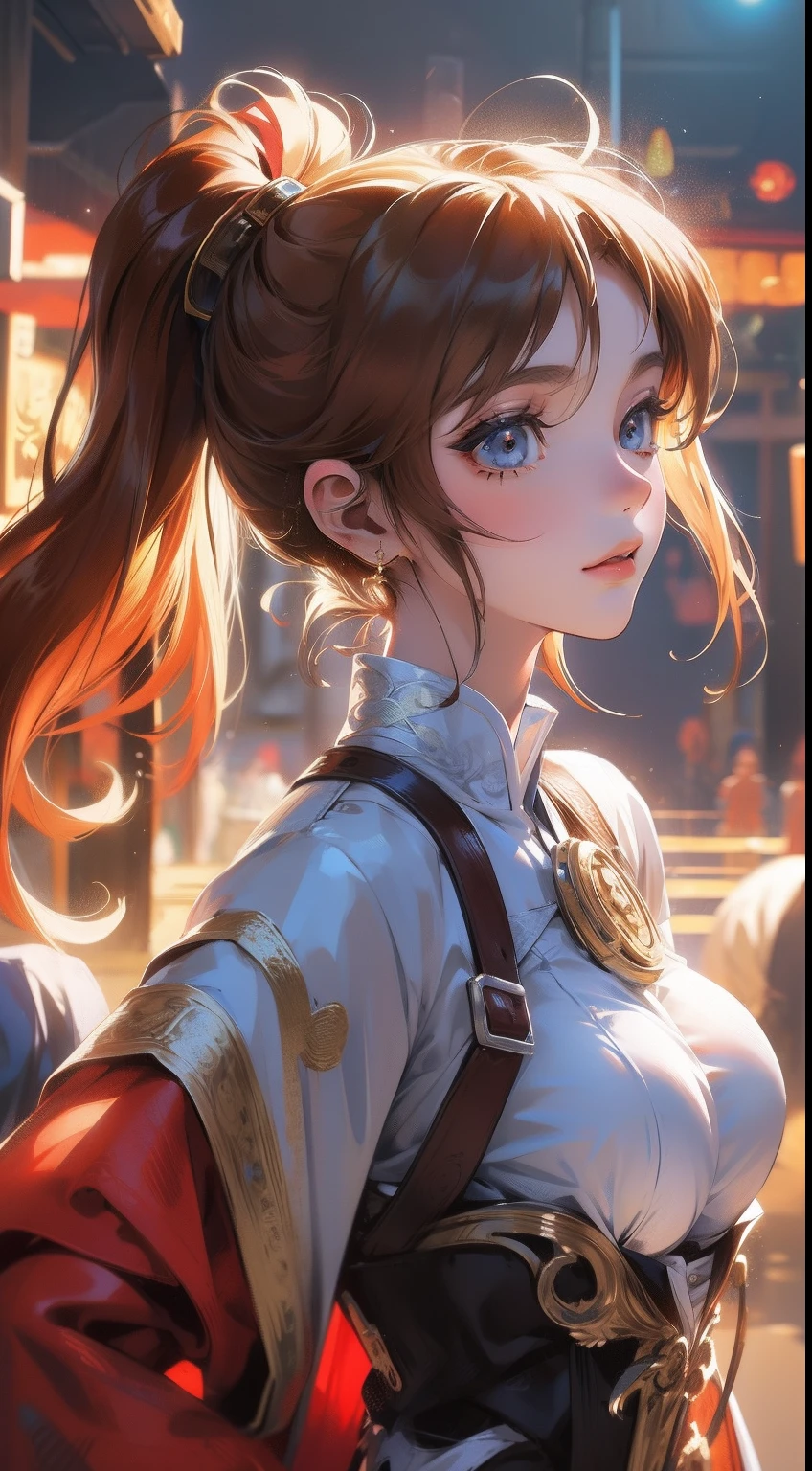anime big breast，of a guy，Antique clothes，kosmos，intense battles，The 8K picture texture is touching，