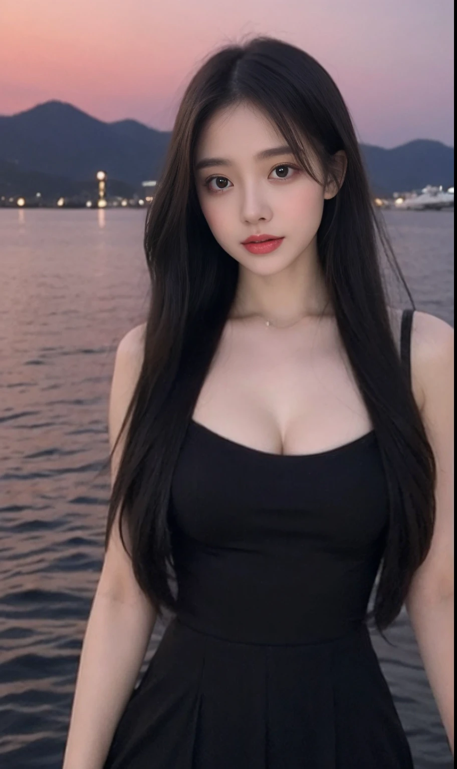 (Original photo of 8K,best qualtiy,tmasterpiece:1.2),focal point:1.2,perfect body figure:1.3,(Medium view),the night,Night on a yacht,Sea and night view in the background,best qualtiy,tmasterpiece,(Small mouth:1.2),an extremely delicate and beautiful one,,astounding,finely detailled,tmasterpiece,Best quality at best,(age 22:1.2),Narrow waist,Slim,is shy,Pure,adolable,Bushy hair,Soft hair,big breasts beautiful,A detailed eye,(long whitr hair:1.2)
