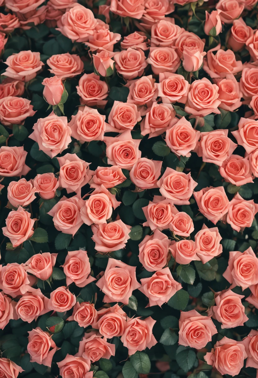 Small rose flowers are laid out in a picture frame