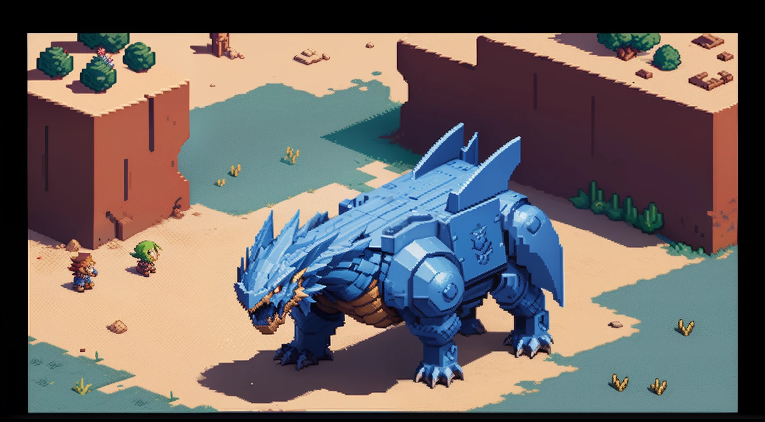 drak,Humanity,warrior,Dragon slaying,combats,A desert,blue-sky,baiyun,depth of fields,Dragon pixel art, 1 0 0 0 x 1 0 0 0 pixel art, pixel art sprite, videogame sprite, high quality pixel art, Pixel art vintage Digimon bitmap, For red and blue Digimon,Pixel uh, 32-bit pixel art, pixel art 8 - bit, pixelart style,Colors are vivid and highly saturated,gaming console,game footage,Nintendo