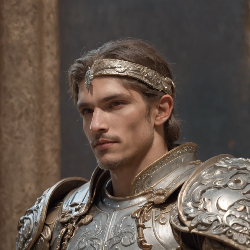 Painted portrait of a paladin, Masculine,mature, Handsome, Mechanical upper body, Gray and silver, fantasy, Intricate, elegant, Highly detailed, Digital painting, art stations, concept-art, smooth, Sharp focus, illustration, art by Gaston Bussiere and Alphonse Mucha,multiple angle