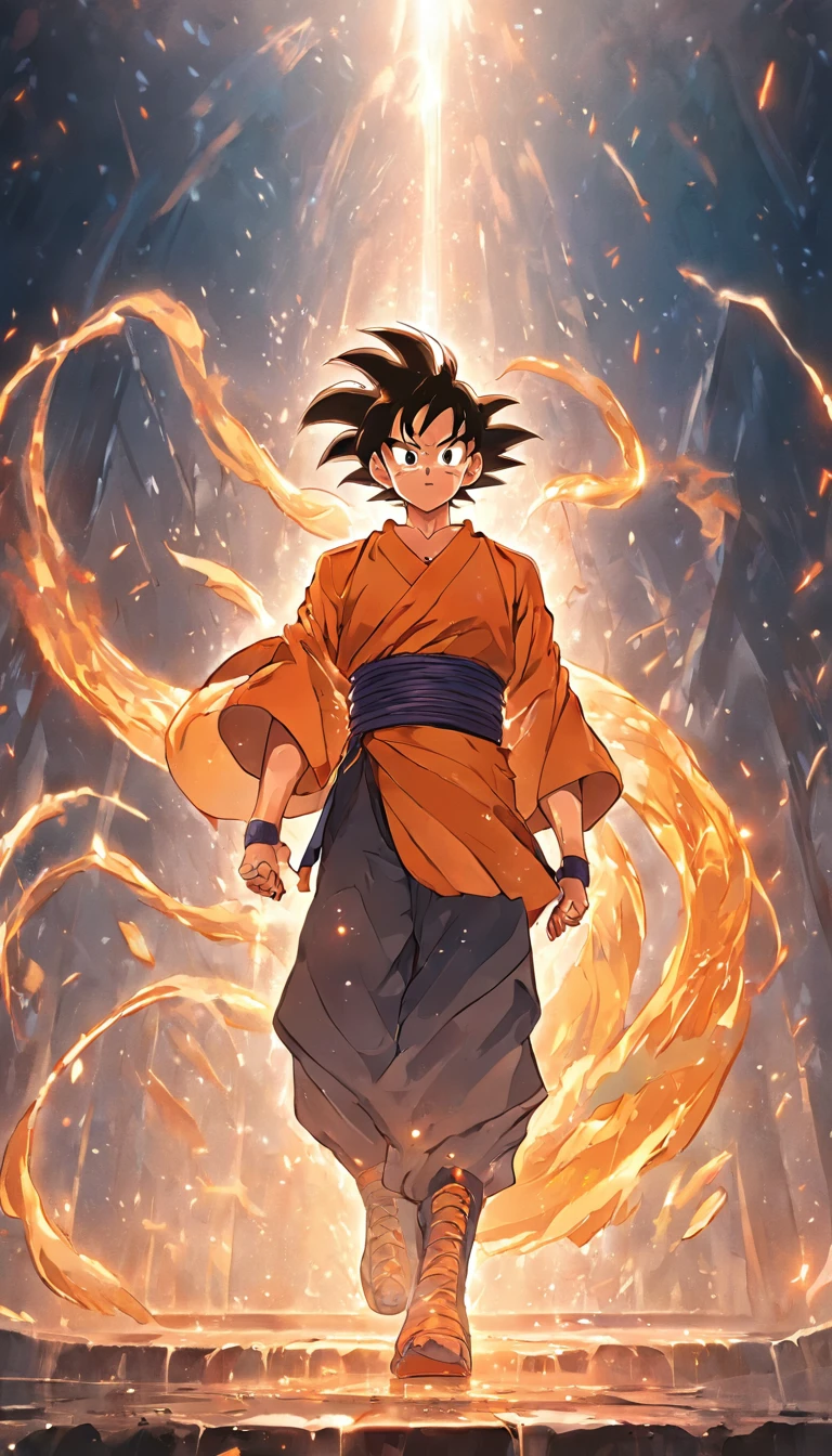 Son Goku, Fight over Buddha, Shining with God's eyes, Black monkey hair, Dexterous hands, Strong body, Golden chain mail, Fire-red cloak, Golden Hoop Stick, Clouds and rain, Courage and strength, Wisdom and compassion, heroic fighter, Smart and kind, Weak protection, Brave the odds, Fighting spirit, Represents courage、Smart and kind