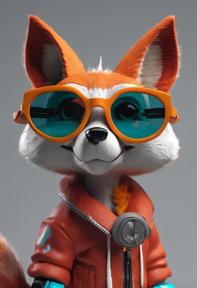 portrait of a cartoon fox wearing sunglasses, in the style of vray tracing, neonpunk, photo-realistic techniques, konica big mini, detailed costumes, colab, cold and detached atmosphere, 8k, sharp focus, ultra highly detailed, --ar 2:3 --s 750 --q 2 --v 5