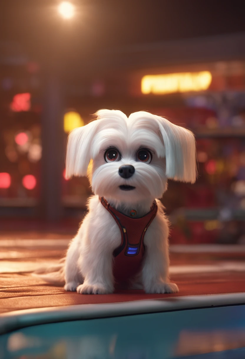 Maltese dog as a Pixar character. 4K, --ar 3:2