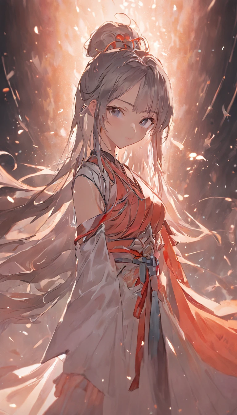 Best quality,tmasterpiece,A high resolution,CG, 1girll,Chinese actress Jiang Ying,arma,The sword,long whitr hair,shift dresses,Eau,(Temptation 1.5),独奏,jewely,white dresses,耳Nipple Ring,hair adornments,spatter,The upper part of the body,hair-bun,brunette color hair, illuminating,Frankness,photore,A high resolution,8K,Bokeh,(Depth of field 0.5),high detal