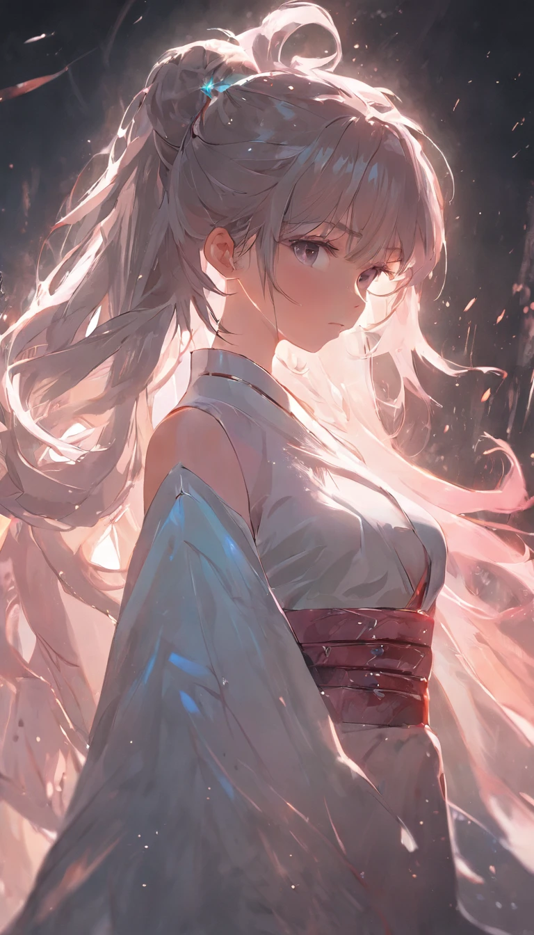 Best quality,tmasterpiece,A high resolution,CG, 1girll,Chinese actress Jiang Ying,arma,The sword,long whitr hair,shift dresses,Eau,(Temptation 1.5),独奏,jewely,white dresses,耳Nipple Ring,hair adornments,spatter,The upper part of the body,hair-bun,brunette color hair, illuminating,Frankness,photore,A high resolution,8K,Bokeh,(Depth of field 0.5),high detal