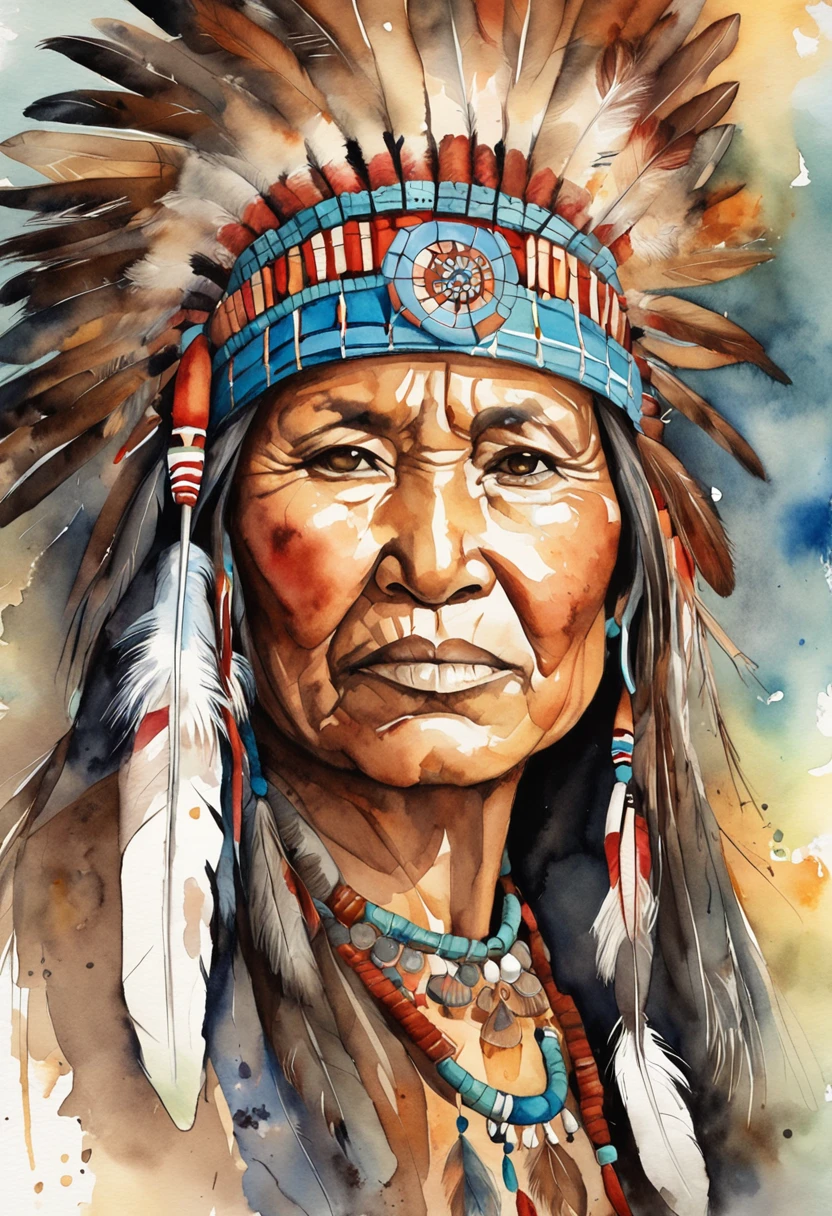 Native American beatuy, woman, designed by ppublish, feather, colors