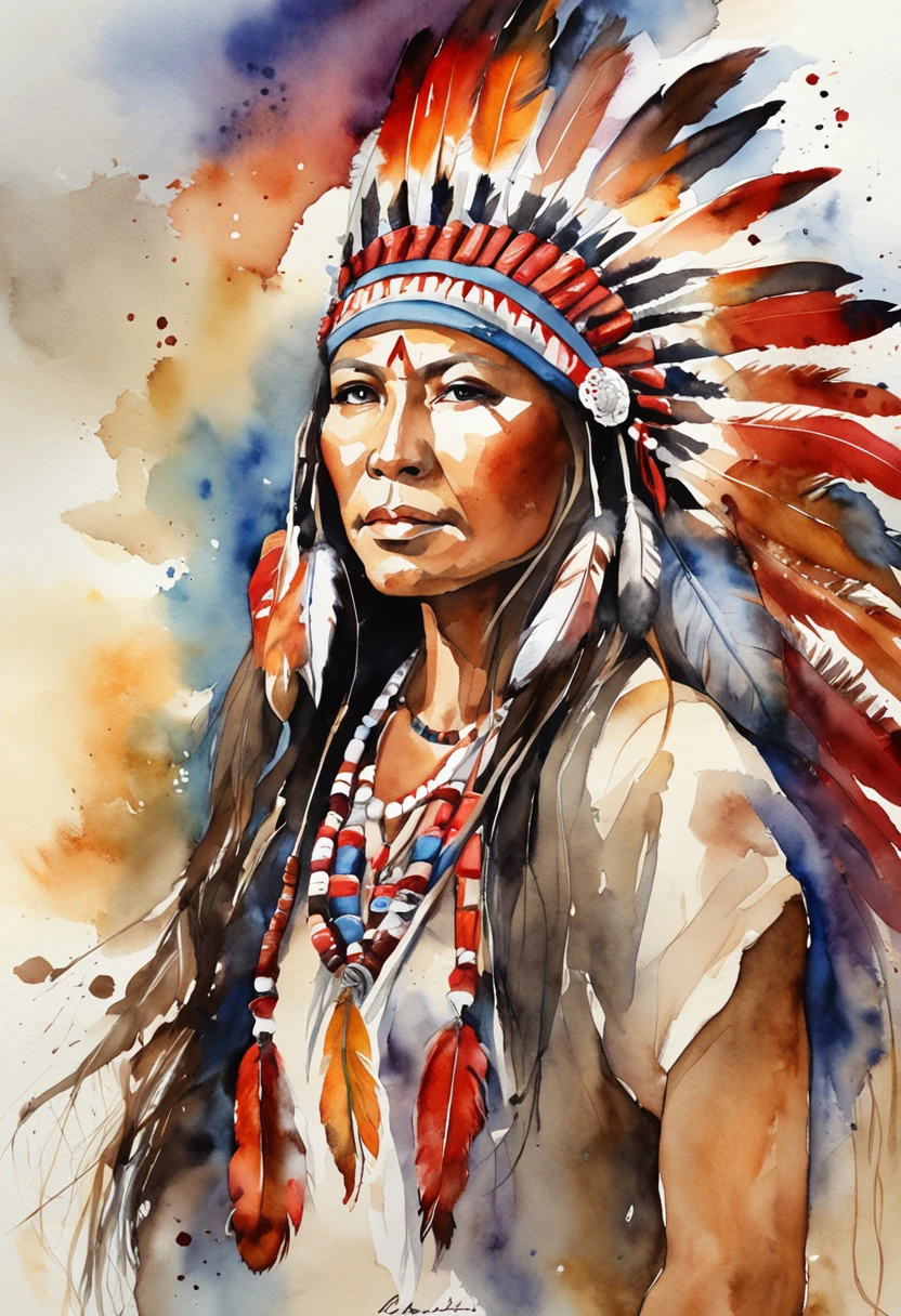 Native American beatuy, woman, designed by ppublish, feather, colors
