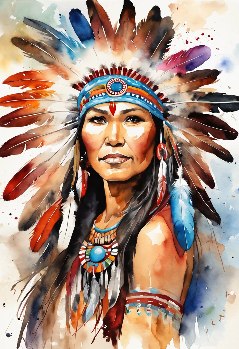 Native American beatuy, woman, designed by ppublish, feather, colors