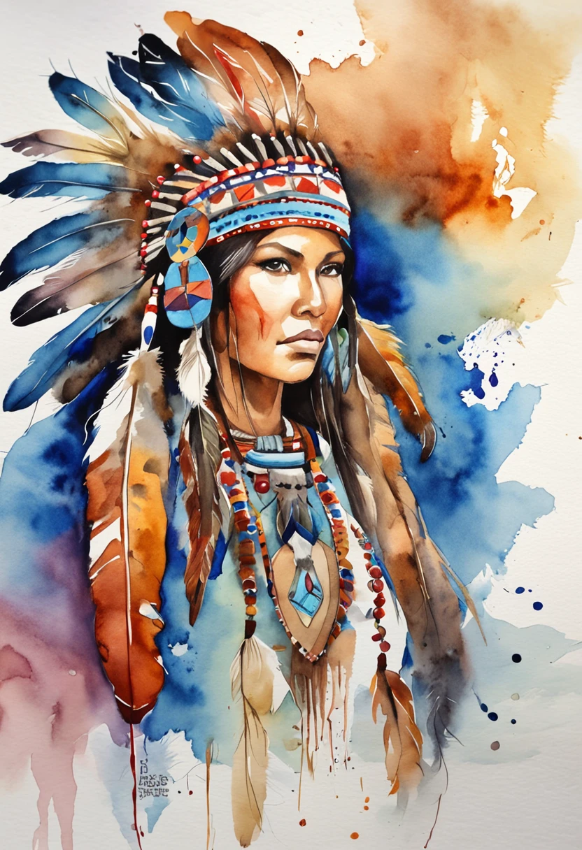Native American beatuy, woman, designed by ppublish, feather, colors
