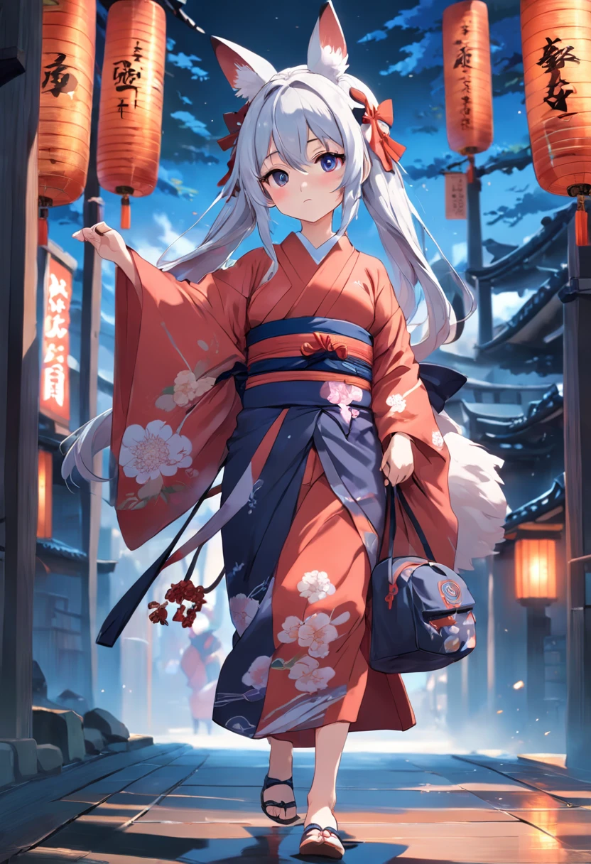 Anime girl wearing a kimono and carrying a large backpack,Character image on the extension of Onmyoji。
