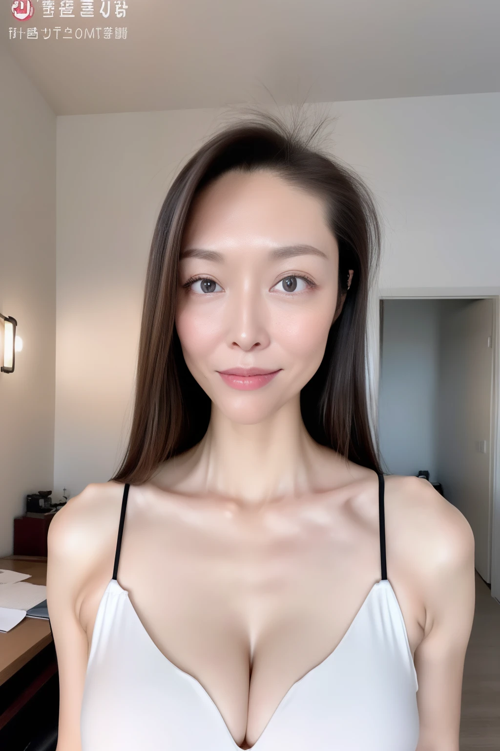 (masterpiece,high-level image quality、The essence of the expression of beauty:1.5,blockbuster:1.5)、Japan Beauty、1girl in、Charismatic beauty、Colossal tits、(perfect anatomia、Beautiful limbs)、full body Esbian、Beautiful skin、professional photograpy、Beautiful worldview、(Maximizing the beauty of radiant women)、(The immovable expressiveness of love)、((((Plain Me))), I「has cleavage」Born from、(nsfw:1.5),