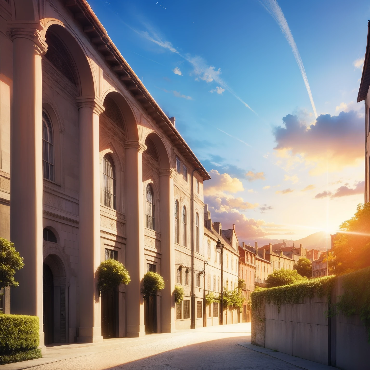 Obra prima, melhor qualidade, cinematiclight, dynamic light, cores vivas, cores anime, Gorgeous scenery, Buildings, mirrored buildings, paisagem