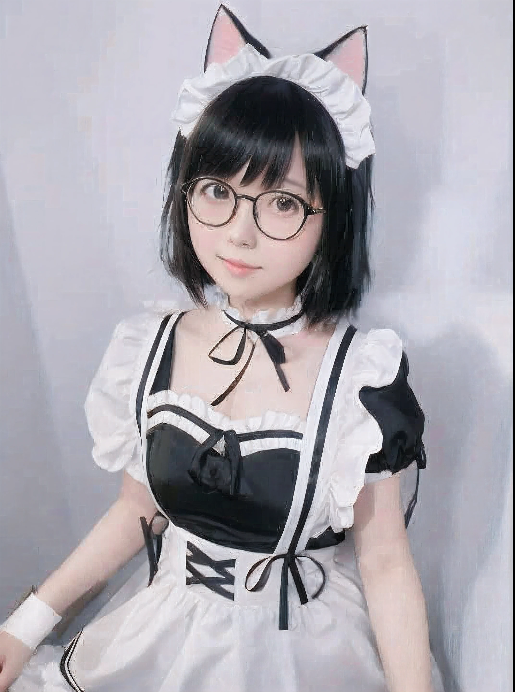 Arafe, Dress up as a cat and glasses, sit on a chair., maid outfit, Anime girl in maid costume, Catboy's Cosplay! maid! dress, maid outfit, gorgeous maid, maid outfit, Wear maid uniform, Anime cat girl in maid costume, anime girl cosplay, Japanese Maid Cafe, anime cosplay, maid, High quality apparel,