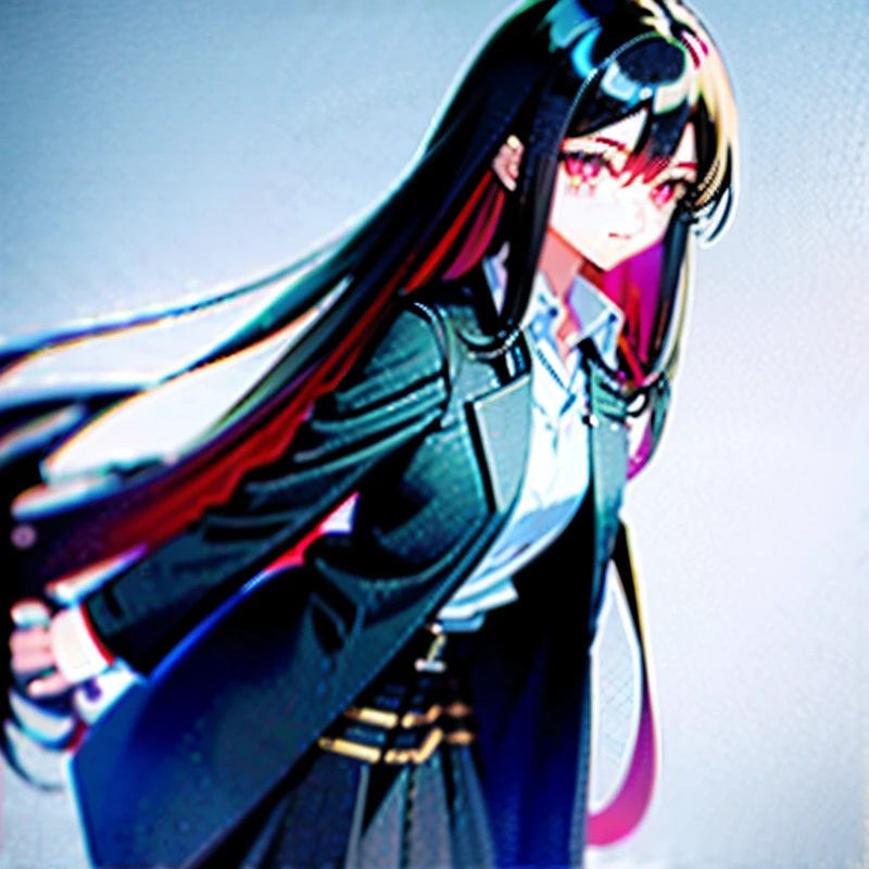 anime girl with black hair, Abyss blue eyes and black and gold rimmed long trench coat, kaworu nagisa, neferpitou, brunette color hair, nagito komaeda, koyoharu gotouge, Wandering God,Brunette hair, hajime yatate,, He has dark black hair, brunette color hair, gapmoe yandere,college aged,magia