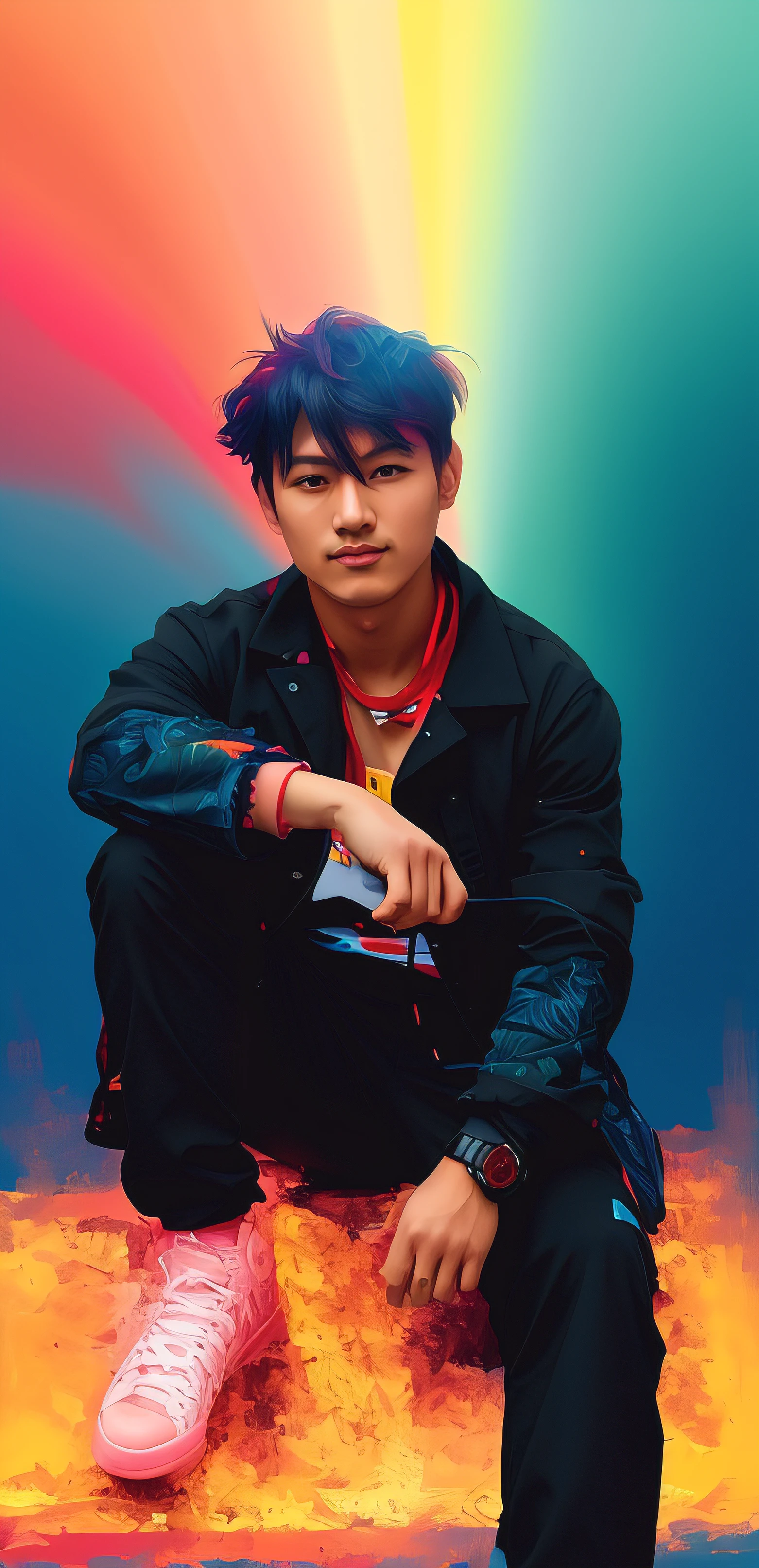 "Create a stunning 8k vector portrait of an anime character with vibrant colors, dynamic pose, and intricate details. "
