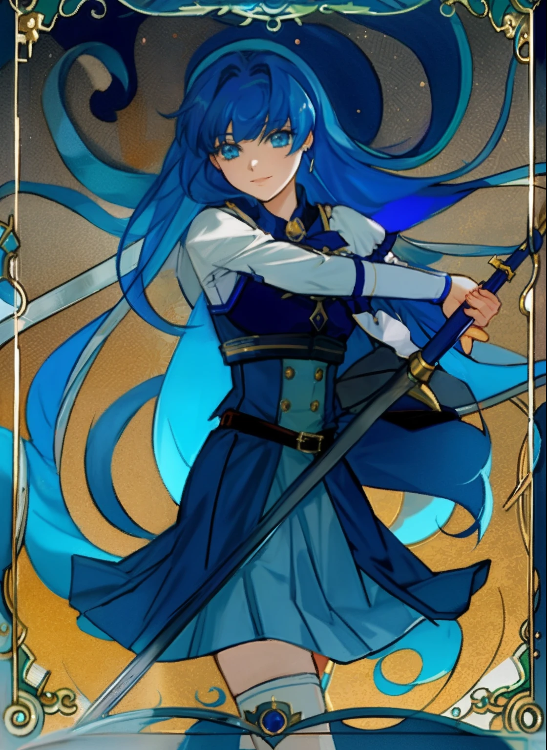 blue hair, high quality, Clamp style
