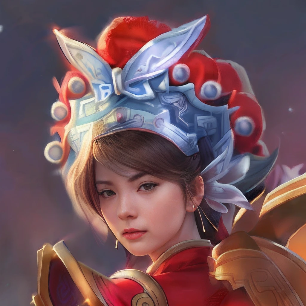 One dressed in red，Close-up of a woman with a crown on her head, inspired by Li Mei-shu, inspired by Park Hua, portrait of modern darna, Inspired by Lan Ying, inspired by Ju Lian, onmyoji portrait, G Liulian art style, orianna, Yun Ling, bian lian, inspired by Zhao Zuo