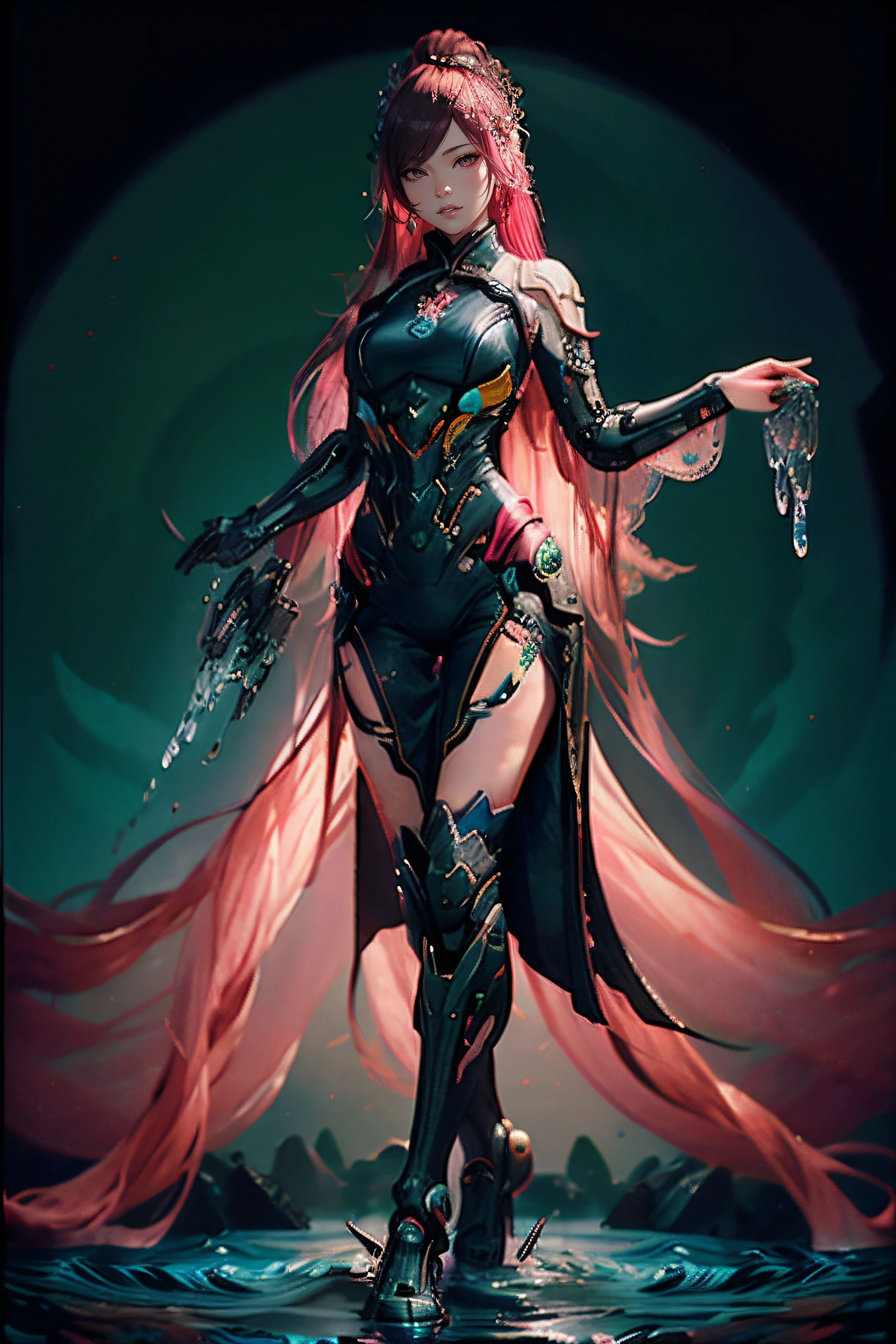 Arad image of a woman dressed in black with pink hair, rossdraws sakimimichan, Rosla 1. 0, rossdraws 2. 0, wlop rossdraws, :: rossdraws, rossdraws 2. 5, Rosla global lighting, Ross Rush digital painting, epic exquisite  character art, Stunning character art, by Yang J, deviantart artstation