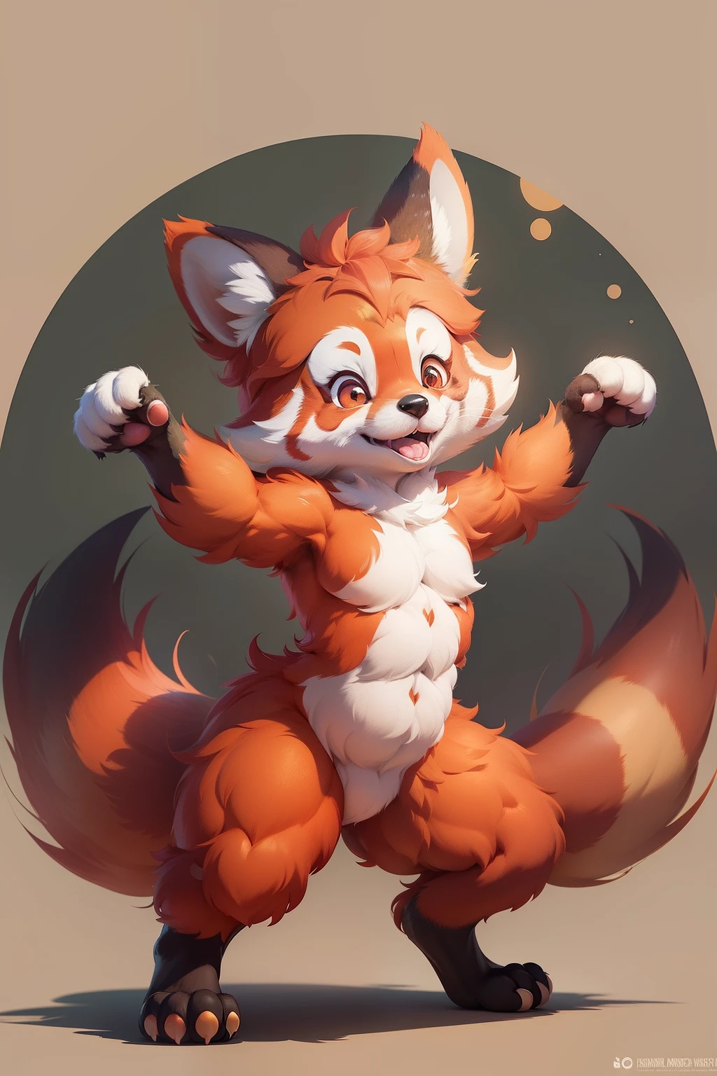 a cartoon picture of a red panda with its arms out and its paw raised, fursona art, fursona furry art commission, fursona commission, official fanart, anthropomorphic red panda , fursona!!!!, fursona, art in the style of joshy sly, furry fursona, a red panda,