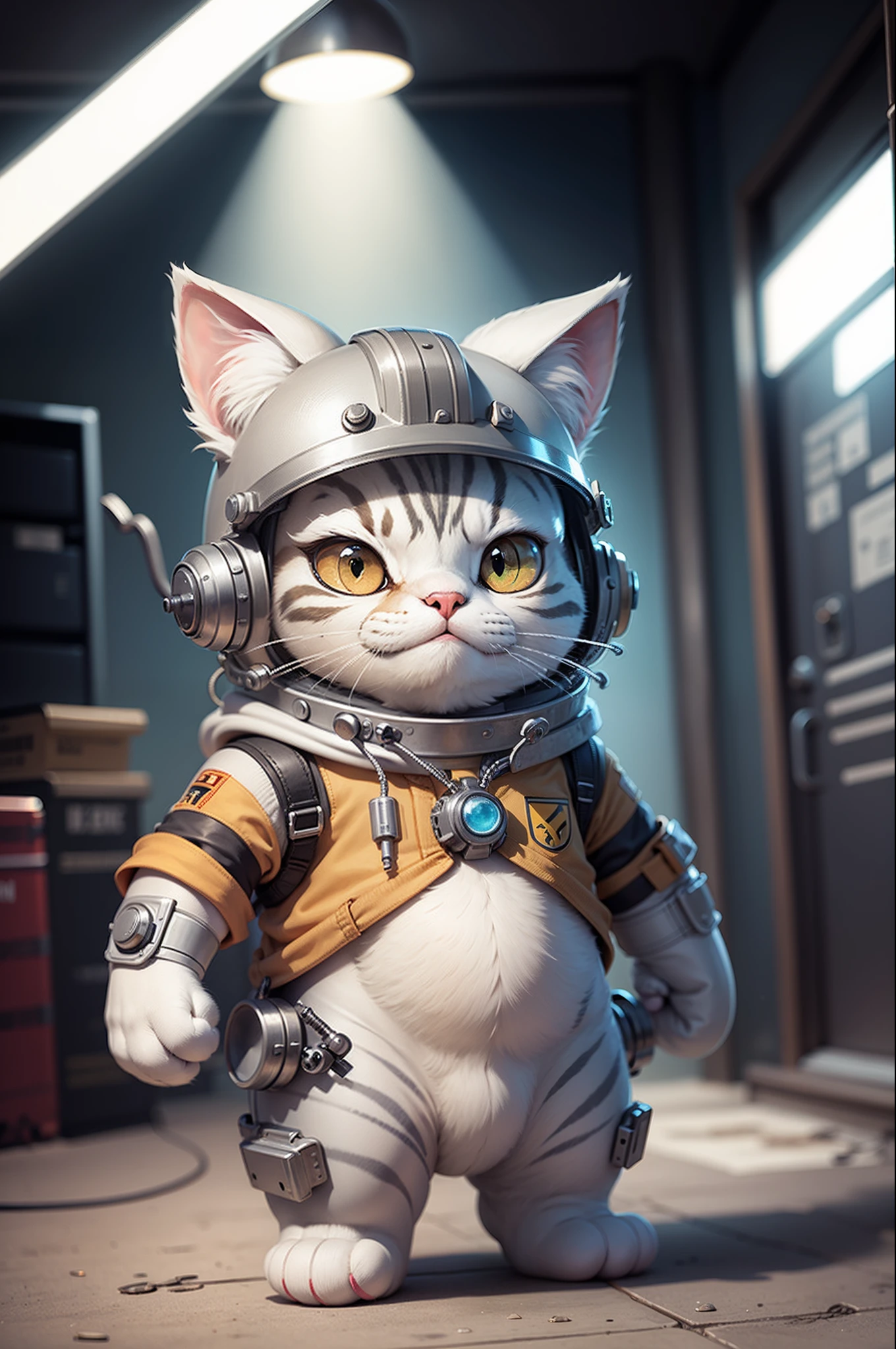 C4tt4stic, cartoon silver tabby cat in a spacesuit, Helmet,
