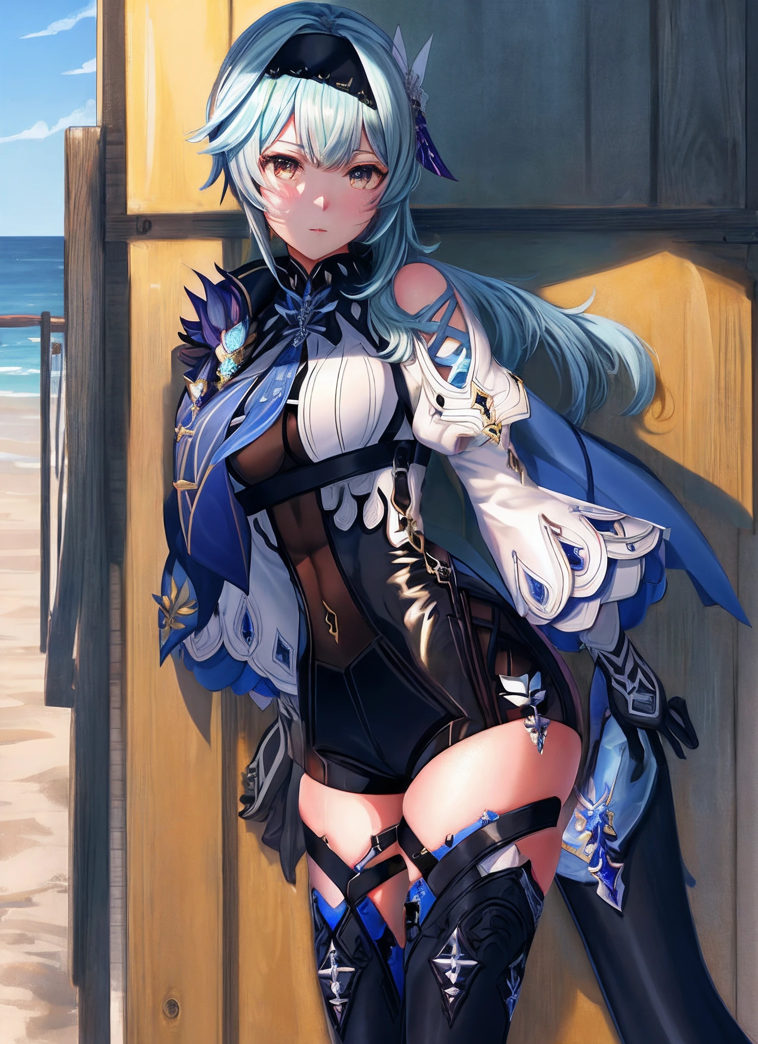 EULADEF, gros cul, gros seins, sexy, simple background, blue-sky, detailed hair, (Masterpiece, Best quality:1.4), EULADEF , professional artwork, intricate details, sharp focus, detail painting, photorealistic, trending on pixiv, realistic shadow, EULADEF, EULADEF