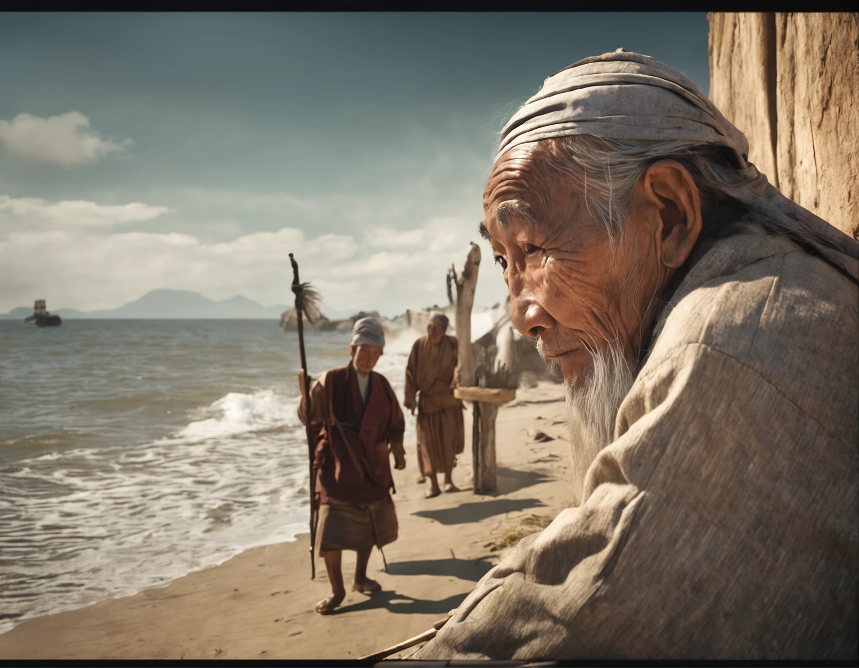 wise old oriental man, OLHANDO PARA AS MONTANHAS