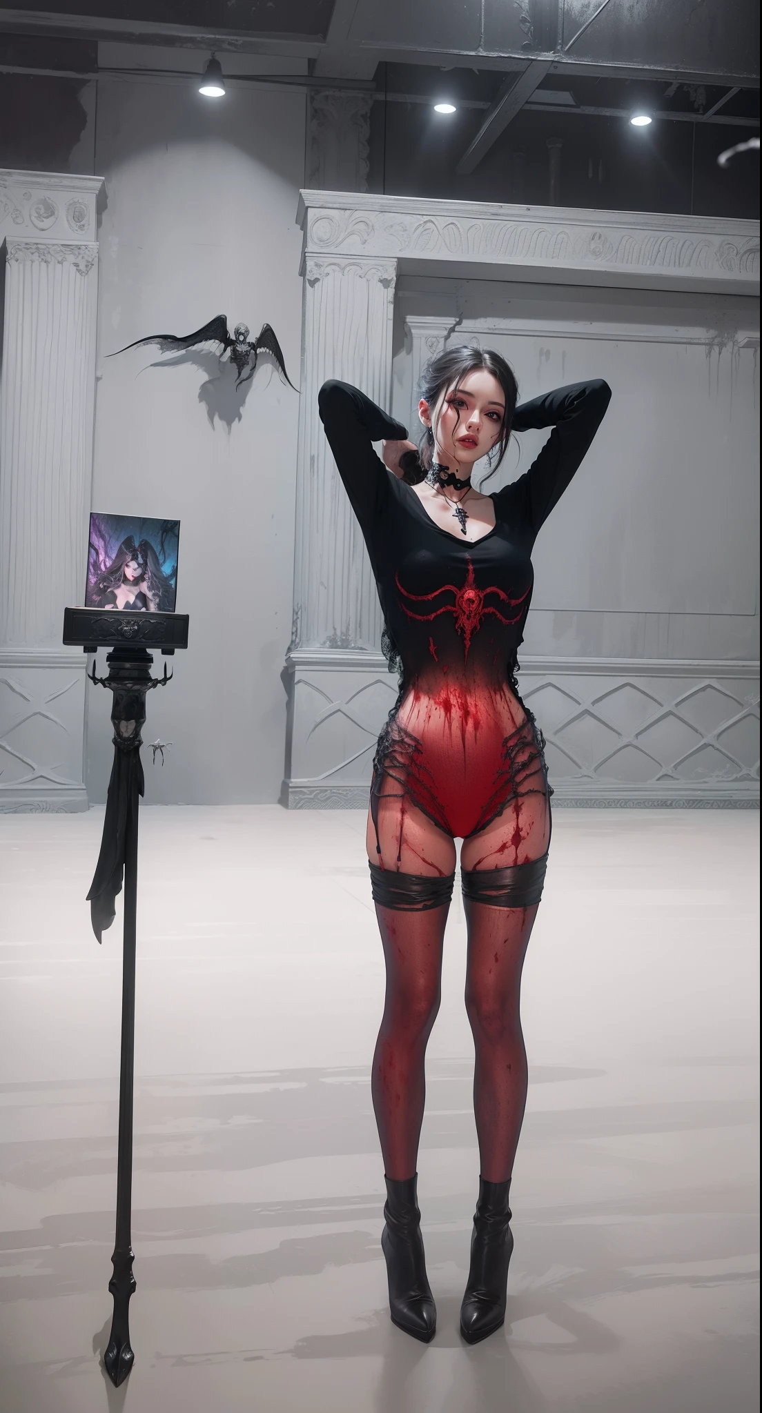 Fine matte paint,Skeleton Dark Angel,Haunted castle with large wings, Fill the drawing table with a knife,terroral,uncanny,horrid,secret terror,tentaculata,grape trees,The eye,uncanny valley effect teeth,all fours,Critters,Blood Moon,Sexy beauty,8K,Blu-ray quality,