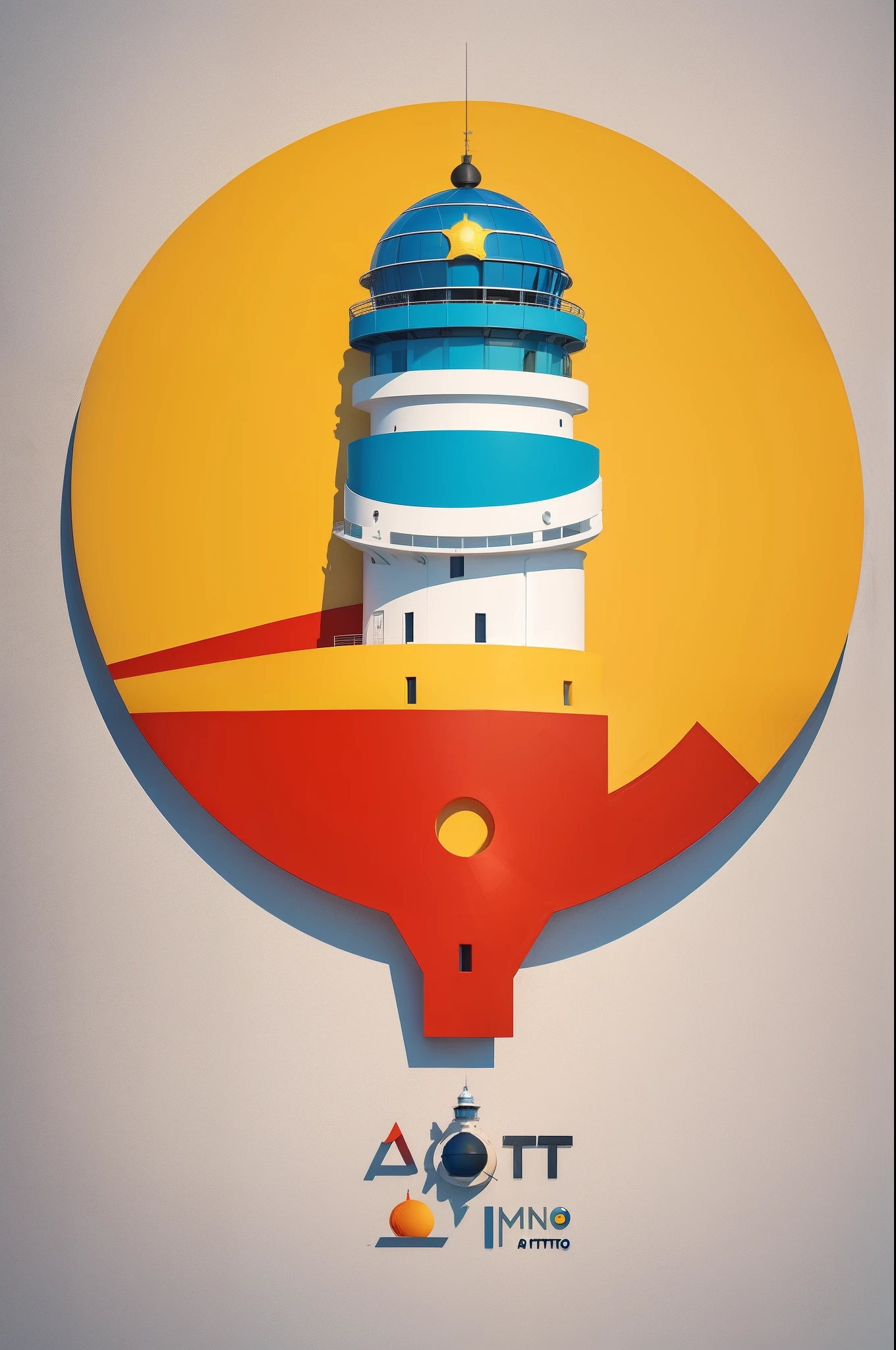 Logotipo ((un faro)), ((simple design)), conceptual, hermoso, intrincado, moderno, rzminjourney, ((arte vectorial)) 3 colores