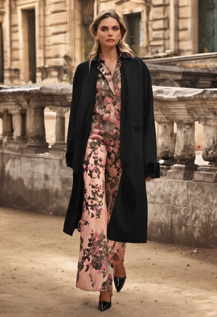 Black and brown combination,Classic floral vintage chanel super short coat,Pair it with a beige top and a maxi pink beige sequin dress,flowing shimmering fabrics,Inspired by the Chanel show