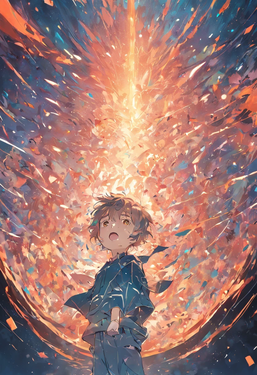 ridiculous resolution, high resolution, (masterpiece:1.4), super detailed, 1boy, seen from above, space, floating, --v 6