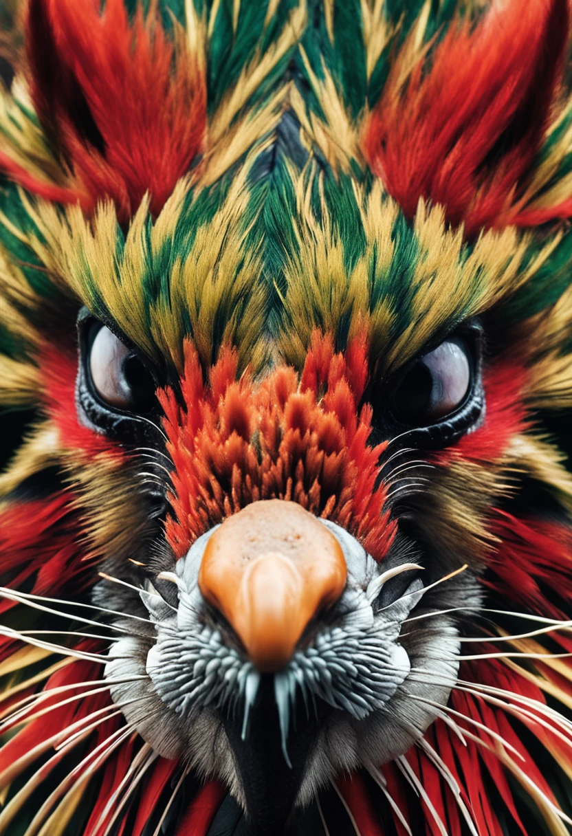 High nation-geographic symmetrical close-up portrait shoot in green jungle of an expressive RED JUNGLEFOWL , anamorphic lens, ultra-realistic, hyper-detailed, green-core, jungle-core –ar 16:9 –q 2 –v 5