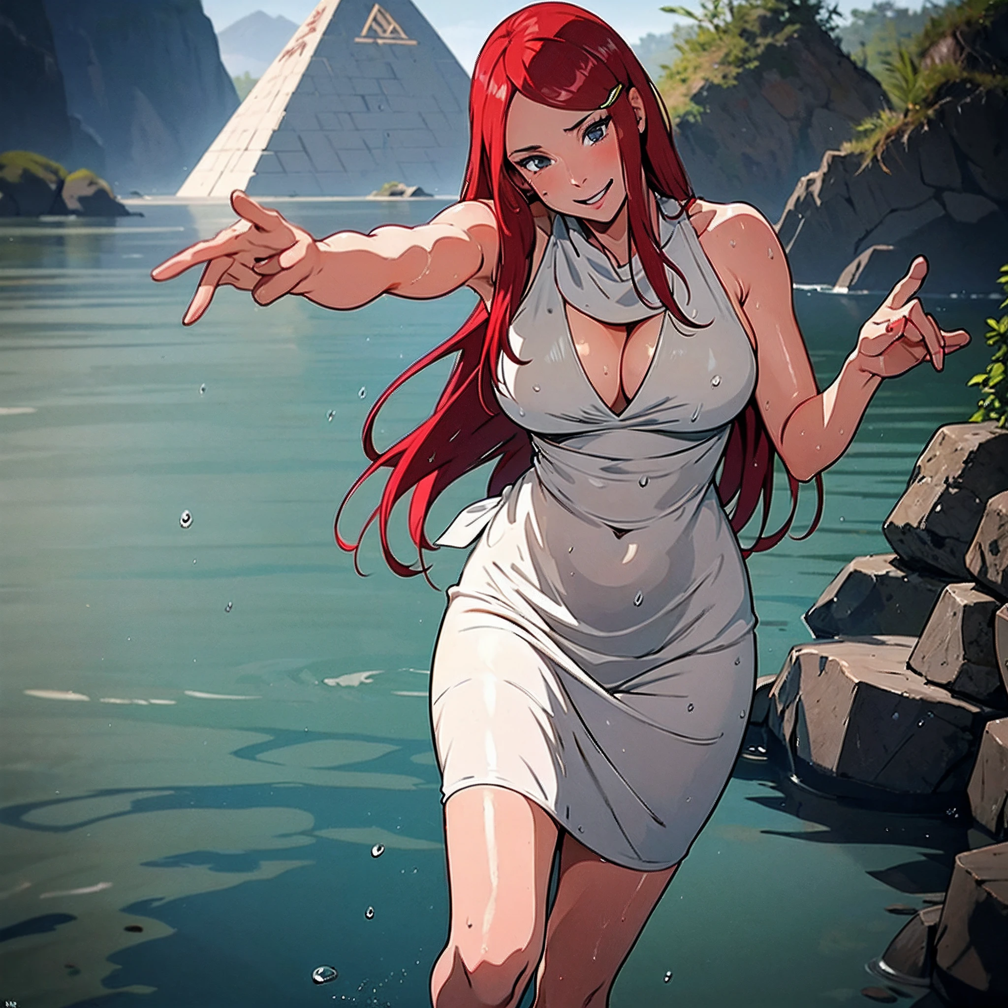 uzumaki_kushina, Kushina_Green_Dress, Red hair, large breasts, hands on breasts, pawg, high quality, beautiful pose, hr, dribble, coachella, florida, stream, f4
perfect face, symmetrical eyes, perfect body, highly detailed skin, solo, full body, standing straight, looking forward, pyramid, wide hips, oasis, looking at viewer, point of view, smile, happy, professional photography, 8k, RAW photo, best quality, masterpiece, photo-realistic, highly detailed, cinematic lighting, sharp focus, DSLR, high resolution, photorealistic, wet skin, water dripping, glistening skin, Size: 512x768, Model hash: 623f0546d5, Model: SenzusMix, Version: v1.5.1```