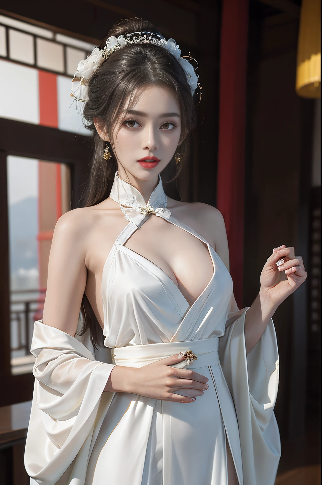 Light red lips,Lips have a rich texture,Straight teeth