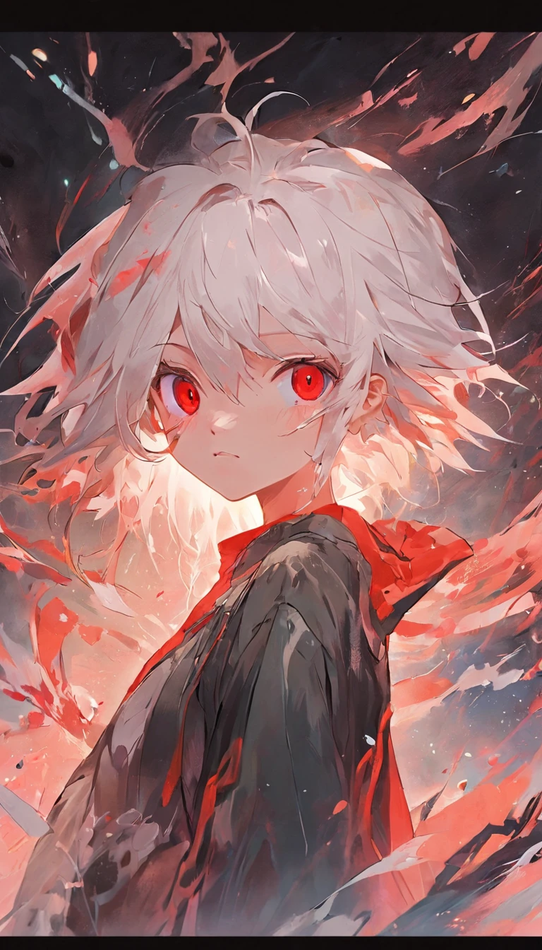 young boy with white hair and red eyes, There is ugliness in beauty, But there is also beauty in ugliness, In the style of Adrian Ghenie, quach huy tam
