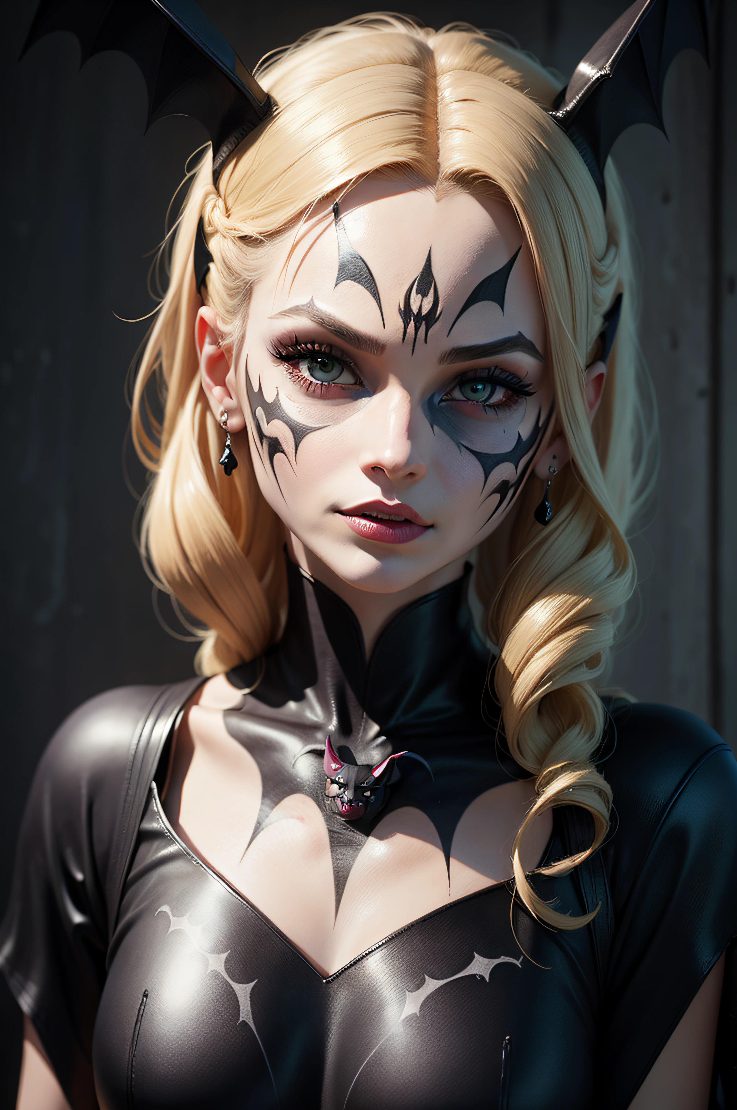 solo platinum hair, Gorgeous sexy woman as Gothic queen ; ambient lighting,  fantasy mixed with realism, goth lady ; Gothic aesthetic,( platinum blonde white  hair), black  corset, (micro skirt), huge breasts (wide hips),  (masterpiece), green eyes, (heavy goth makeup:1.3),  dark lighting, perfect body, (ultra realistic eyes), (detailed face),  symmetrical balance, in-frame, symmetrical face, symmetrical body, symmetric hands.