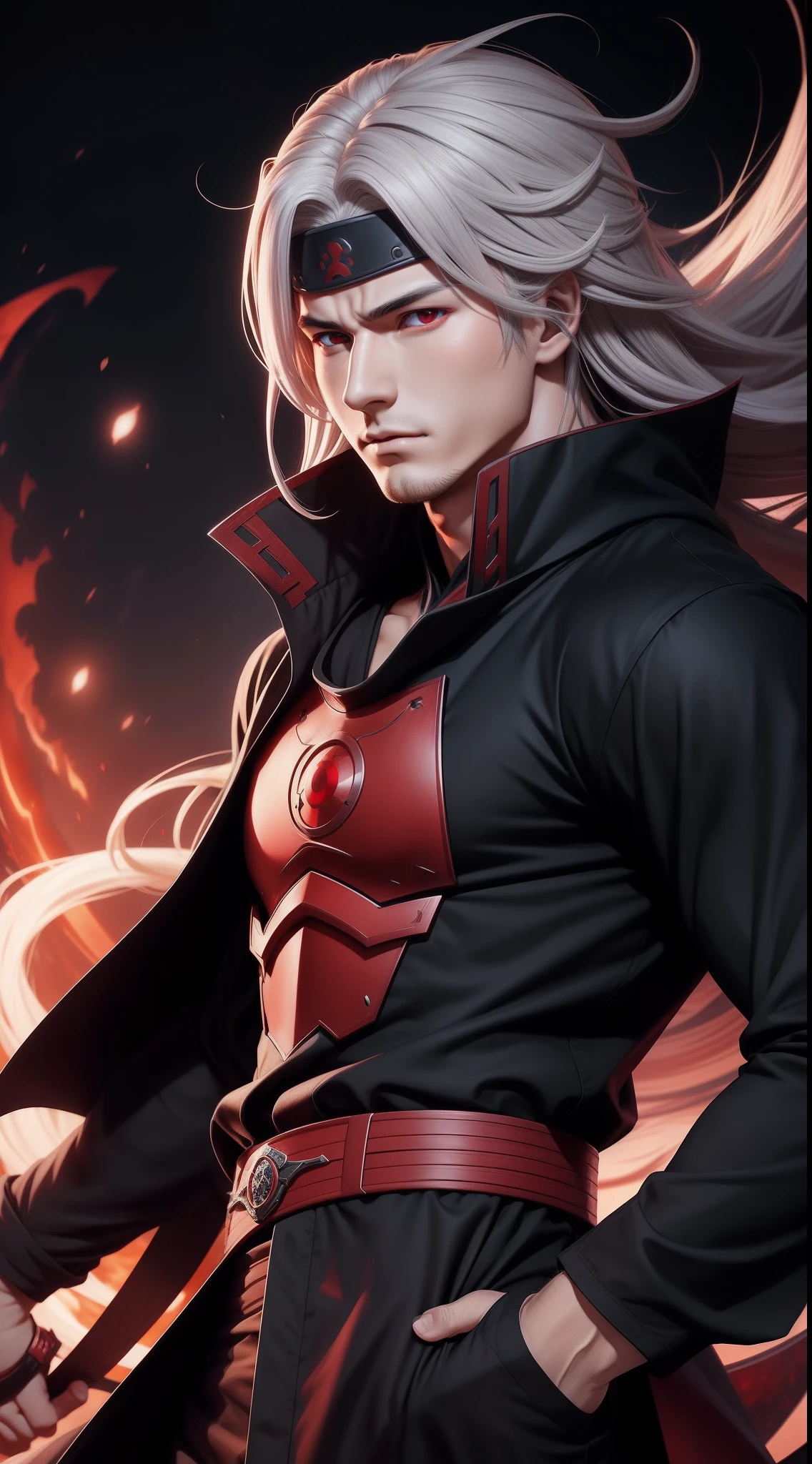 Hot profile picture, masterpiece, solo, extremely accurate rendering, cool beautiful Madara, reliable young man, savior of the world, simple design, best picture, 8K, red eyes pale, the same color as the original demon ninja.