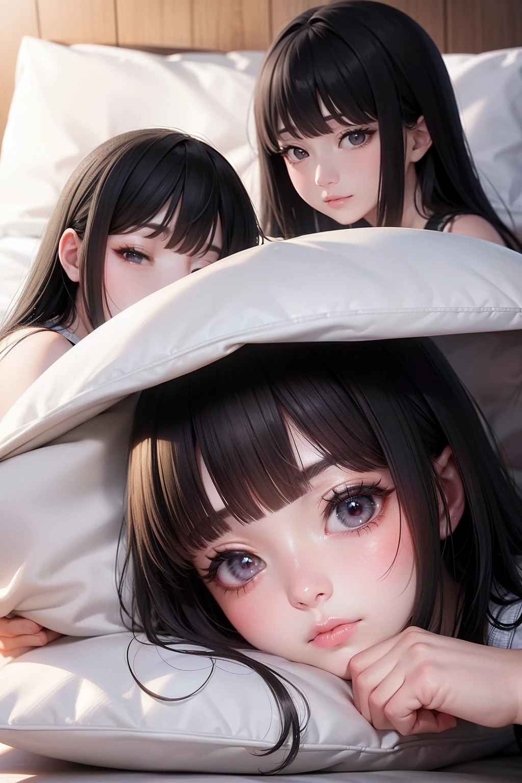 Girl Beauty Big White Liquid Open Legs Long Hair Gray Hair Bikini Ecstasy Shame Tail Maid Feather Twin Sister Mother Daughter Intimate hug ，loli face，Two loli daughters and a loli mother，Lie in bed，Three people，Big Breasts Mom，opening legs